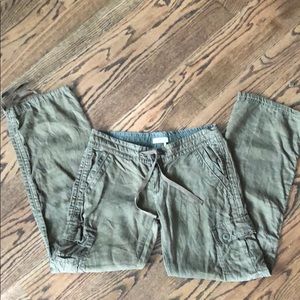 Linen green ultra low waist pants